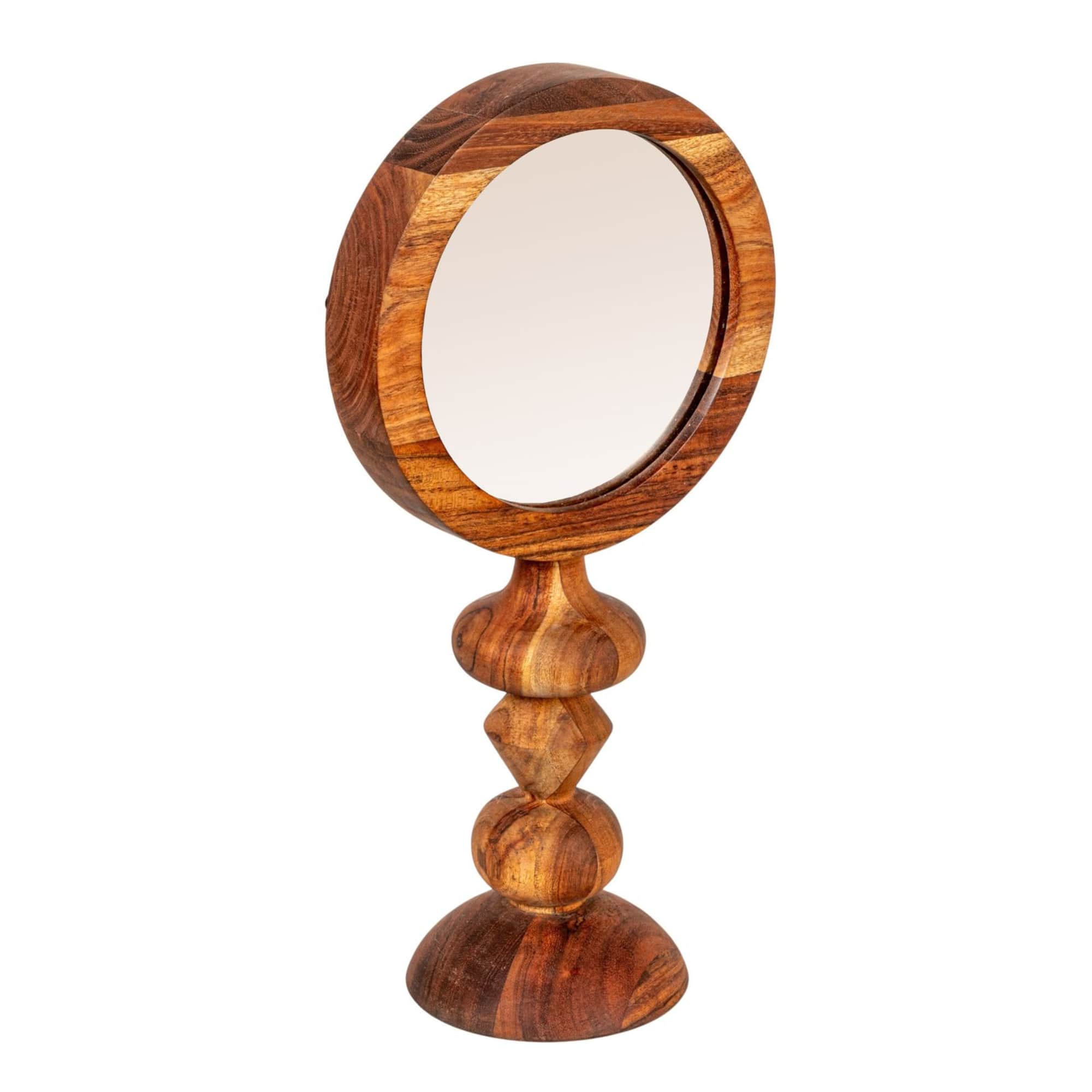 Hello Honey® 8" x 16" Acacia Wood Table Mirror with Carved Wood Base